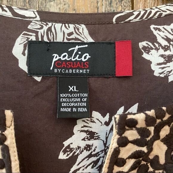 Cabernet XL Brown Serengeti Embroidered Design Cotton Tunic Loungewear Tunic - Picture 9 of 10